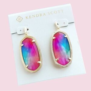 Kendra Scott Elle Earrings Watercolor Illusion Gold RARE NEW